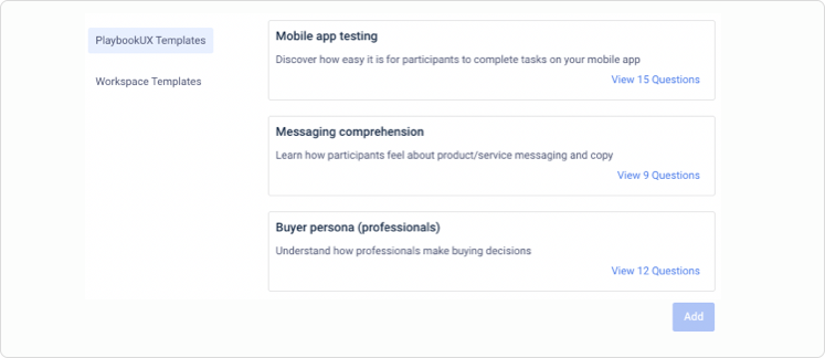 Question and audience templates
