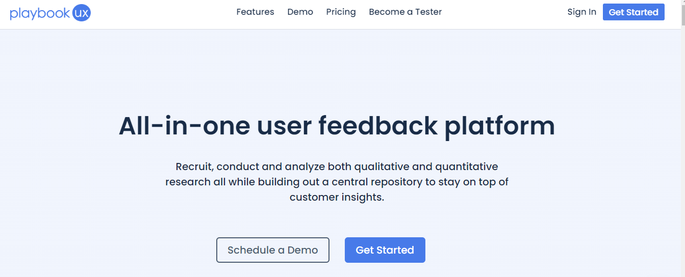ALT: A screenshot of PlaybookUX's website.