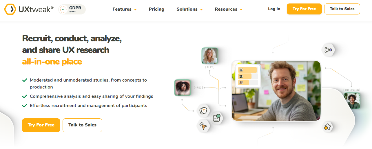 ALT: A screenshot of UXtweak's website. 