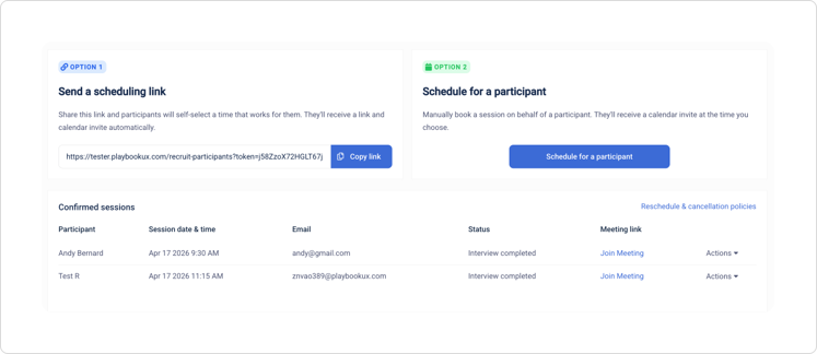 Schedule as a participant